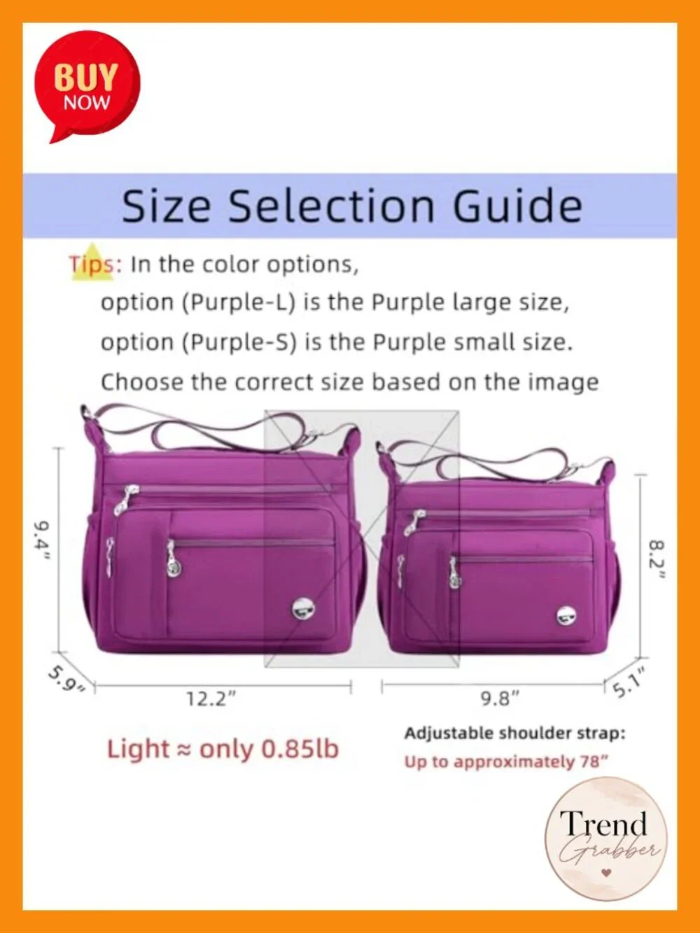 Waterproof Nylon Shoulder Bag Crossbody Purse Multiple Pockets Satchel Tote